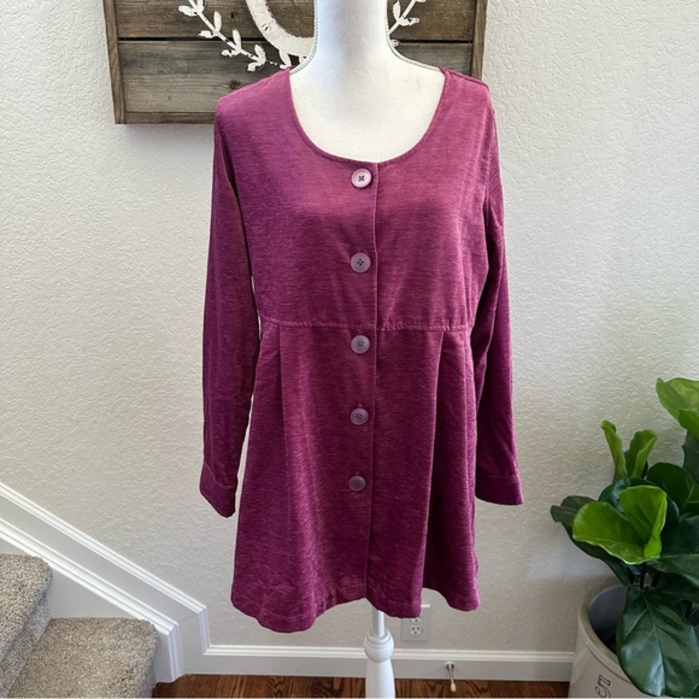 Soft Surroundings Fiona chenille purple jacket tunic top ladies size Large